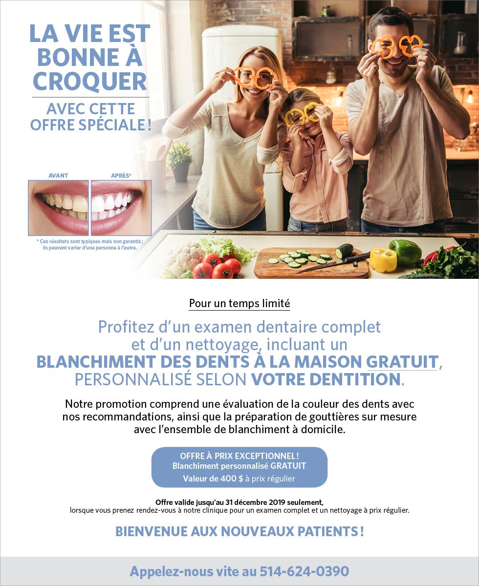 Blanchiment dentaire gratuit pour les nouveaux patients